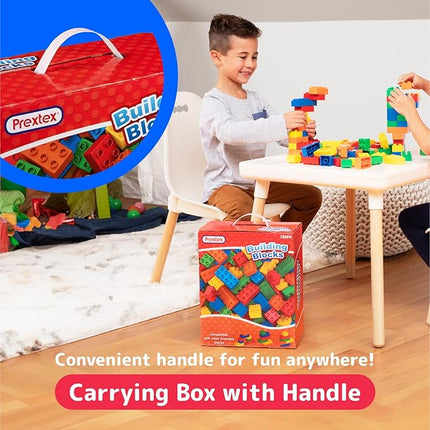 PREXTEX 100-Piece Building Blocks Set for Toddlers - Jumbo Toy Blocks in 5 Colors for Kids 18 Months and Up, Encourages Creativity, Motor Skills, and Early Learning