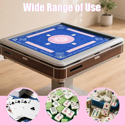 Mahjong Mat with Carrying Bag for Table 32x32 Inch – Non-Slip Noise-Reducing Rubber Mat with Rules for Mahjong, Poker, Card Games, Board Games & Dominoes (Pink)