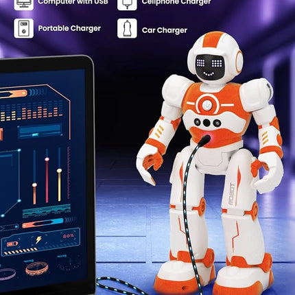 Robot Toys for Kids,Programmable Remote Control Smart Walking Dancing Robot Toy with Gesture & Sensing for Age 4 5 6 7 8 9 10 Year Old Boys for Birthday Present,Orange