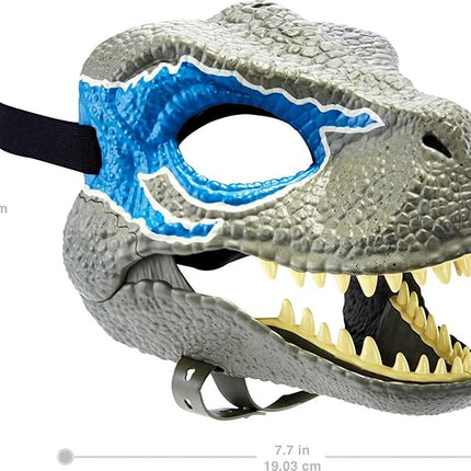 Mattel Jurassic World Dominion Velociraptor Blue Dinosaur Mask, Movie-inspired Role Play Toy with Opening Jaw, Realistic Design