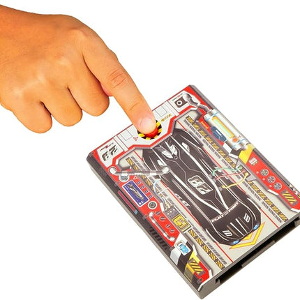FLAT 2 FAST Original Stunt Card Racer – Flat Car Racer and Pocket Size Racecar Launcher with Built-in Button for Stunt Launching and Racing – Compact – Jet Black