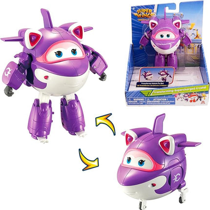 Super Wings Transformable Plane Toys, 5 Crystal Airplane Figures, 2 in 1 Rescue Bots Action Figures for 3-7 Year Olds