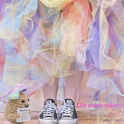 1 Pcs Positive Mini Funny Potato Holding Card Crochet Easter Birthday Christmas Mom Dad Sister Friend Wife Husband Colleauge College Students Coworkes Cheer Up Gift Decor