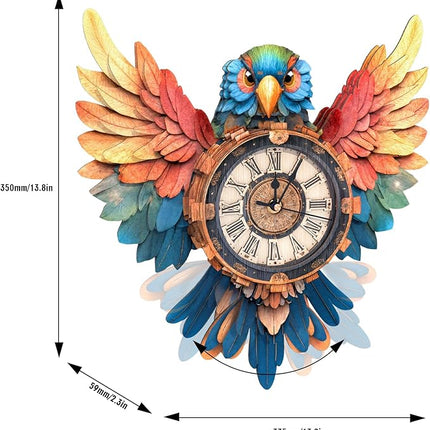 3D Wooden Puzzles for Adults Parrot Clock - Wall ‌‌Clock Puzzle Xmas Room Model Building Kit Creative Art Craft Gift Home Decor for DIY Enthusiasts, Brain Teaser Building Set Birthday Gifts