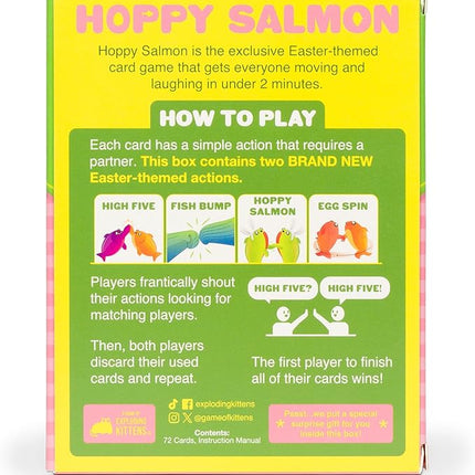 Exploding Kittens Hoppy Salmon 3-6 Players - Ages 6+ - 90 Second Rounds - Easy to Learn Quick Matching Card Game - Party Game, Family Game Night, Kid and Adult Card Game