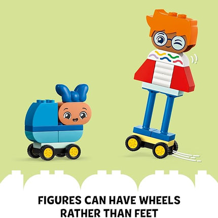 LEGO DUPLO Town Buildable People with Big Emotions Interactive Toy for Ages 3 and Up, 5 Characters with 10 Role-Play Faces, 71 Colorful Bricks for Mix-and-Match Customizable Fun, 10423