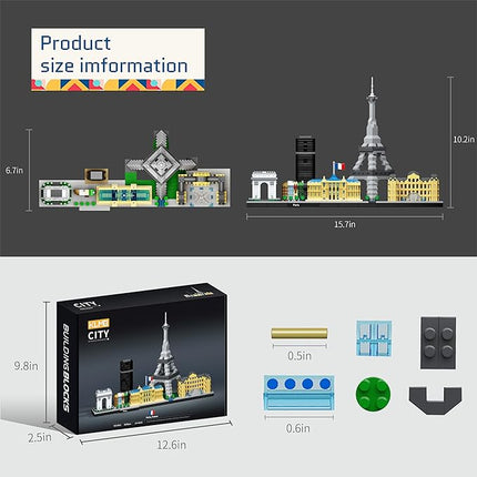 Architecture Paris Micro Building Blocks Set with Eiffel Tower and The Louvre Skyline Series Adult and Assembly World Famous Landmarks Construction Present Kit 3680 pcs