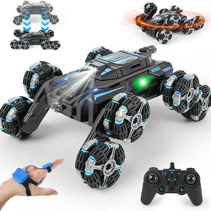 GIAT 8 Wheels Gesture Sensing RC Stunt Car Toy - Birthday Gifts Ideas for Boys Ages 5-7, 6-12, 8, 9, 10, 11 Years Old, Remote Control Off-Road Vehicle with 360-Degree Flips, Lights & Music