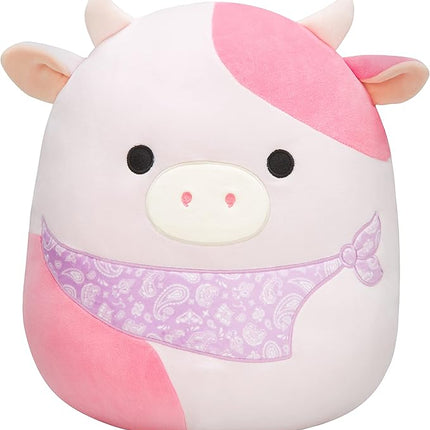 Squishmallows Original 14-Inch Reshma Light Pink Cow with Purple Bandana - Large Ultrasoft Official Jazwares Plush
