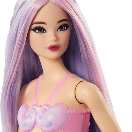Barbie Mermaid Doll with Pink & Lilac Fantasy Hair & Headband Accessory, Toy with Shell-Inspired Bodice & Lavender Tail