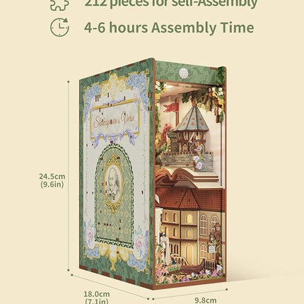 Tonecheer x British Library DIY Book Nook Kit, Shakespeare 3D Wooden Puzzle for Adults, Miniature House Kit Booknook Bookshelf Insert Decor with LED Lights Craft Gifts (Shakespeare's Verse)
