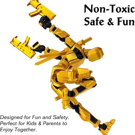 Gatling Gun T13 Titan 13 Action Figure Set【Assembled】, Robot Action Figure 3D Printed robo 13 Action Fidget Toys Dummy Figure Articulated, Lucky 13 for Collectors Desktop Decorations (Silver-Black)