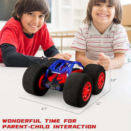 pinkking Stunt Remote Control Car with Oversized Sponge Tires Outdoor Indoor RC Car 2.4GHz Electric Race Stunt Vehicle Toy Double Sided 360° Rolling Rotating Driving Car for Kids Boys Girls Gift