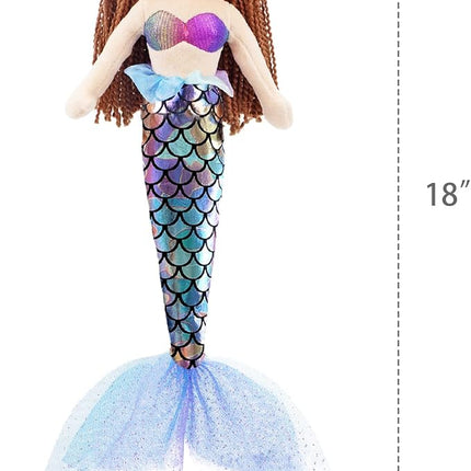 June Garden 18" Sparkly Mermaid Tifara - Soft Plush Stuffed Mermaid Doll Gift for Toddler Girls