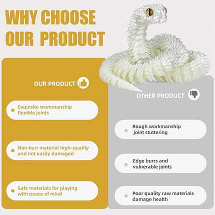 20.2 Inch 3D Printed Snake Toys,3D Printed Animals,3D Printed Toys,3-D Print Articulated Viper Collectible for Home Office Executive Desk Decoration (Luminous Green)
