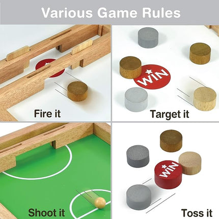 Big Flick n Kick: Wooden Multi Tabletop Indoor Portable Board Games for Kids and Family