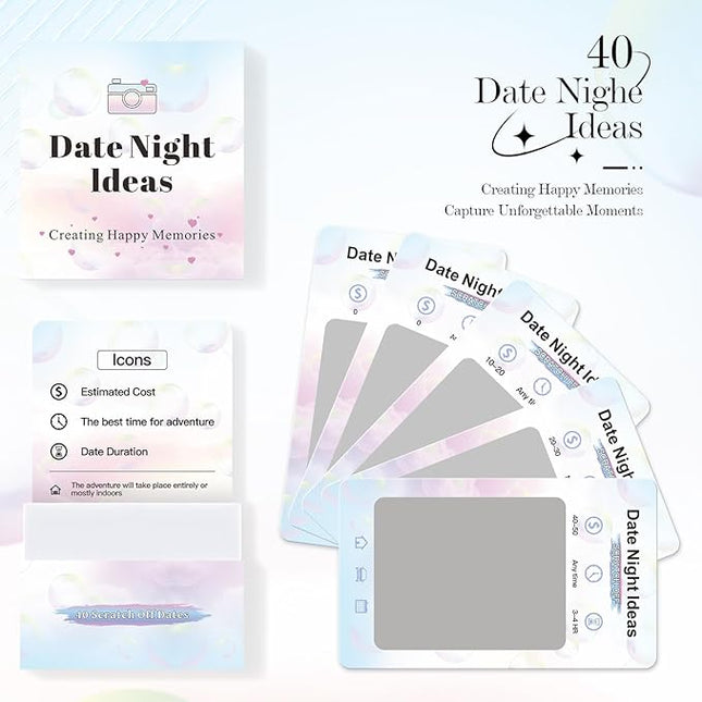 40 Date Night Gift Ideas for Couple, Adventurous Scratch-Off Cards for Couple Games, Valentines Day Gifts for Him, Her, Wife or Husband, Fun Gift for Date Night, Wedding, Anniversary, Birthday & More