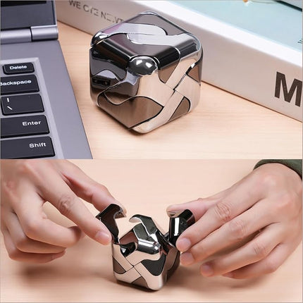Metal-Puzzles Brain-Teaser 3D-Toys: Fidget-Toys Cool-Gadgets-Stuff Square-Cube-Box Puzzle-Toy ADHD Tools Stress Relief Gift for Kid Children Teen Adult Office Home School Christmas