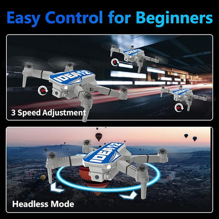 LE-IDEA Foldable Drone with Camera 1080P for Adults, IDEA12 Drones with Altitude Hold, Headless Mode, Optical Flow Positioning, Trajectory Flight, 3 Speed Modes, RC Quadcopter for Beginners (Blue)