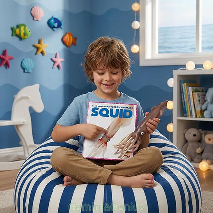 Gemini&Genius Sea Animal Squid Action Figure Toy for Kids, Soft Rubber Realistic Ocean Squid Educational and Role Play Toys for Kids and Collectors, Great Swimming and Bath Figure Toys