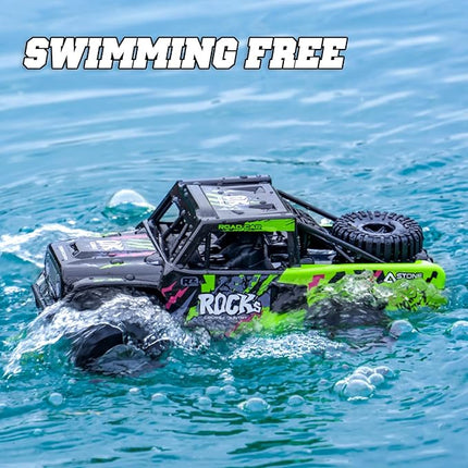 Q191 Remote Control Car & Monster Truck Toys for Boys 4-12 - 1/16 Scale Waterproof Amphibious 4WD RC Car w/ 2 Batteries (50 Min) - All-Terrain Indoor/Outdoor, Pool, Grass, Green