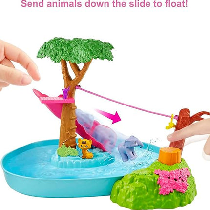 Barbie and Chelsea The Lost Birthday Splashtastic Pool Surprise Playset with Chelsea Doll (6-in), 3 Baby Animals, Slide, Zipline & Accessories, Gift for 3 to 7 Year Olds