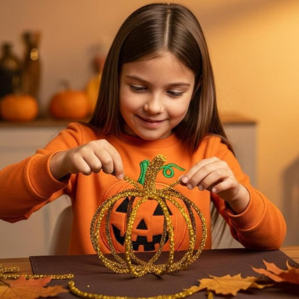 Caydo 200 Pieces Glitter Golden Pipe Cleaners, Thick Fluffy Chenille Stems, Pipe Cleaner Crafts for Arts & Crafts, Perfect for Making Animals, Flowers, and Valentine's Day Decorations