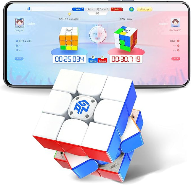 GAN 12 ui Maglev, Smart Speed Cube 3x3 with GAN PowerPod, Intelligent Magnetic Speedcube via Bluetooth Connected for Online Games/AI Training Puzzle Toys for Kids and Adults