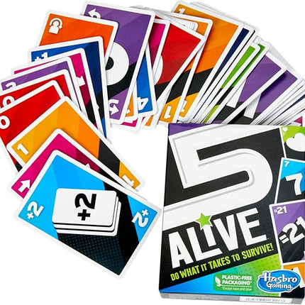 Hasbro Gaming 5 Alive Card Game, Fast-Paced Game for Kids and Families, Easy to Learn, 2 to 6 Players, Fun Summer Activities, Vacation Travel Essentials, Ages 8+
