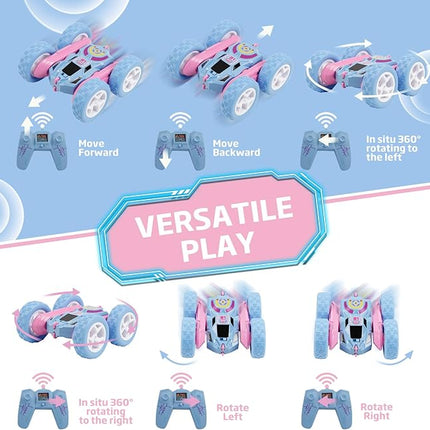 Remote Control Car, RC Cars Toys for Kids Ages 6-12, 2.4GHz RC Stunt Truck with 360° Double-Sided Flips, 4WD Off-Road Racing, Christmas Birthday Gifts for 3 4 5 6 7 5-7 6-8 8-10 Year Old Boys Girls