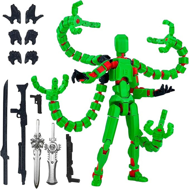 Already Assembled T13 Action Figure Accessories,Dummy 13 T13 Multi-Jointed Movable,for Collectors Desktop Decorations t-13 Movability 3D Printed Toys (Green)