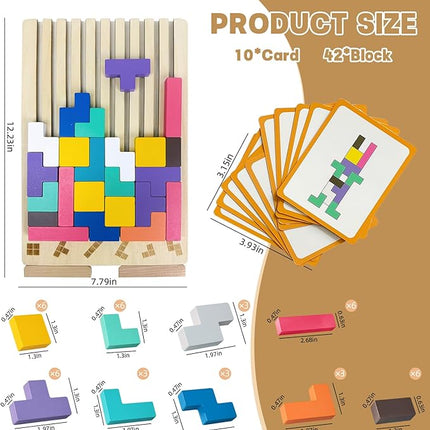 Wooden Stacking Puzzle Toy,3D Wooden Montessori Puzzles Toy,Giant Russian Block Game,Puzzle Board for Kids Jigsaw Puzzle Toddlers Brain Teasers for Kids 4-6 Years