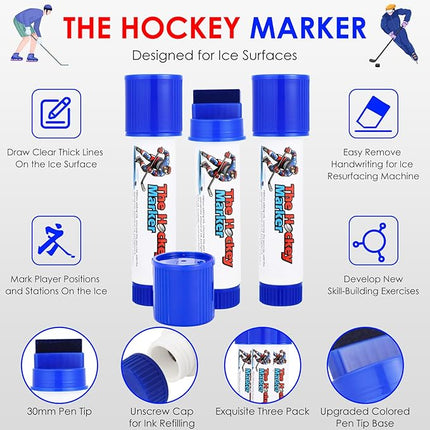The Hockey Marker, Hockey Pucks Marking in Ice Hockey Training, Ice Hockey Accessories for Hockey Coach, Waterproof Oily Ice Markers for Hockey Rink, Good Helper for Ice Hockey Practice