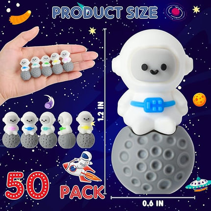 Sonwyoung 50 Pcs Mini Astronaut Figurines Astronaut Statue Space Toys for Space Cake Topper Kids Gift School Classroom Supplies Prize Piñata Goodie Bag Stuffer DIY Home Shelf Tabletop (Seated Pose)