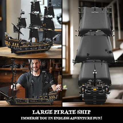 Mould King 13199 Pirates Ship Model Building Blocks Kits, MOC Large Black Pearl Sailboat Model Construction Set to Build, Gift for Kids Age 8+/Adults Collections Enthusiasts (3180+ Pieces)