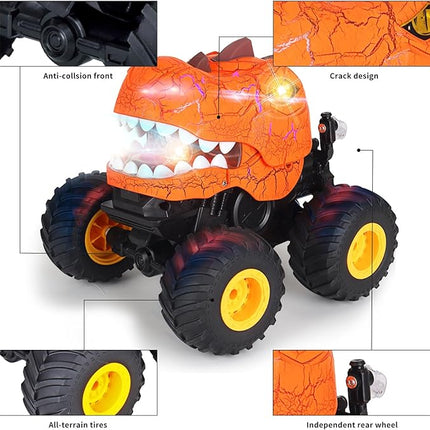 TODKISS Dinosaur Remote Control Car, Monster Truck Toys with Spray, Light & Sound, 2.4GHz All Terrain RC Cars for Boys Age 4-7, Birthday Gifts for Kids 3-5 6 7 8-12