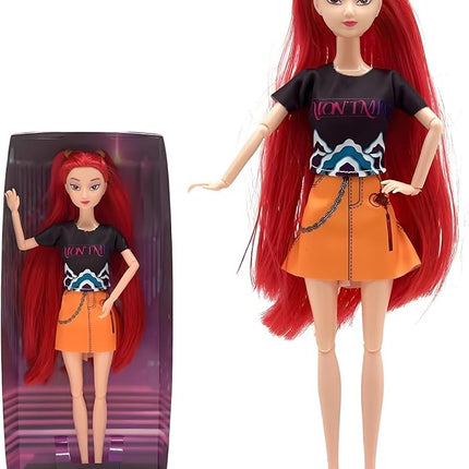 2025 New 11.5'' Demon Hunter Doll,Made to Move Demon Hunter Doll,Collectible Display Figure Dolls Set,Birthday Gifts for Kids Girls Fans (B-Red Hair)