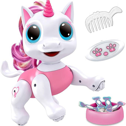 Power Your Fun Robo Pets Unicorn Toy for Girls and Boys - Remote Control Robot Toys with Interactive Hand Motion Gestures, STEM Programmable Treats, Walking, Dancing Robot Unicorn Kids Toy (Pink)