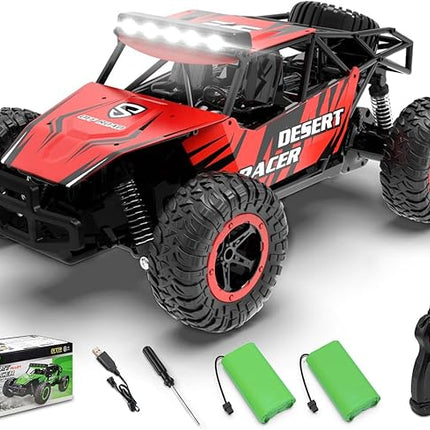 RACENT Remote Control Cars for Boys - 1:16 Scale 20kph Fast RC Truck All Terrain Off-Road Monster Truck Toy for Kids & Adults with 2 Rechargeable Batteries (Red)