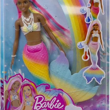 Barbie Dreamtopia Doll, Rainbow Magic Mermaid with Rainbow Hair & Light Brown Eyes, Water-Activated Color-Change Feature on Hair & Tail