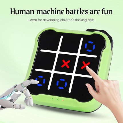 Tic Tac Toe Game, 4 in 1 Handheld Educational Game Machine, Electronic Tic Tac Toe Game for Education and Memory Growth, Home, Toy Board Game for Kids and Adults (Green)