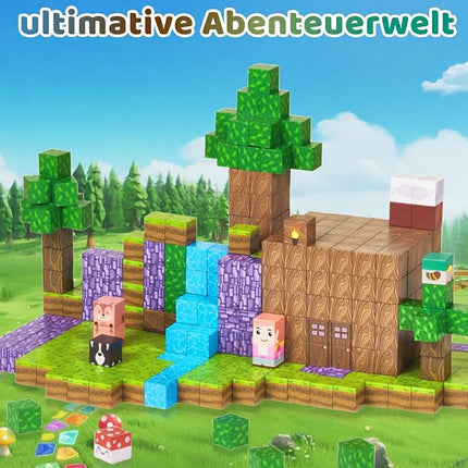 123PCS Magnetic Blocks - Forest Castle Theme Magnetic Blocks Building Toys, Toddler Magnet Toys STEM Building Game Sensory Gift for Kids Ages 3 4 5 6 7 8 9+ Boys Girls Birthday Gifts