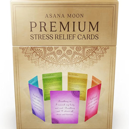 Asana Moon Stress Relief & Self Care Cards with Positive Affirmations - Calming Anti Anxiety Gift with Meditations
