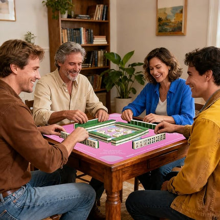 Mahjong Mat, No Creases Mahjong Mat for Table, 31.5x31.5 Inch Anti Slip Noise Reduction Mah jongg Mat, Mahjong Gifts with Carrying Bag, Mahjong Table Mat for Dominoes, Poker, Card, Board Games (Pink)