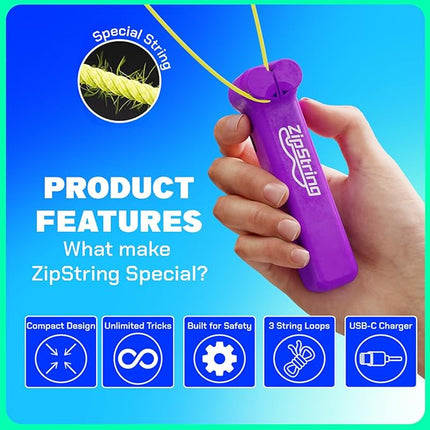 ZipString Original - As Seen on Shark Tank - Classic Rope Launcher Toy, Perfect for Kids & Adults - Fly a String Loop in The Air for Endless Tricks & Fun, Wonderment Awaits, Vivacious Violet