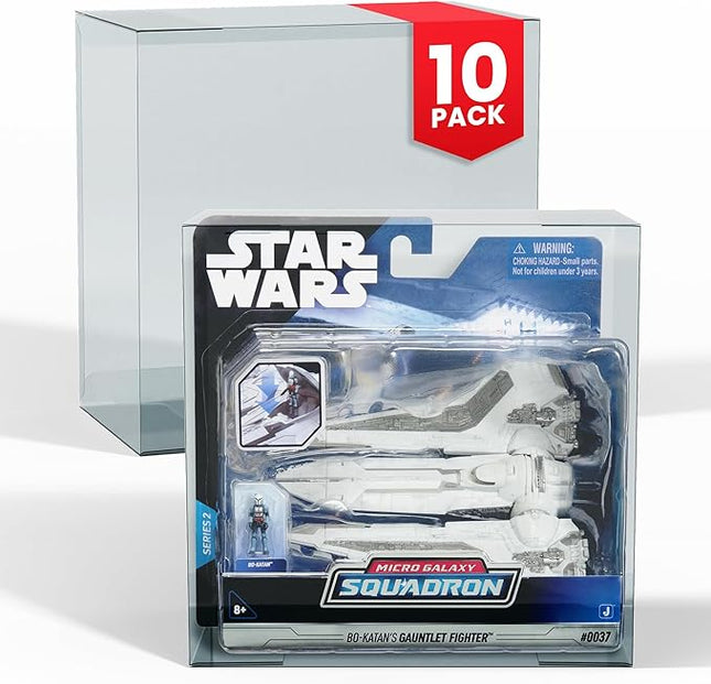 EVORETRO PET Protectors for Star Wars Micro Galaxy Squadron Starfighter (0.40mm, 10-Pack) – Clear Display Cases for Action Figures & Collectibles – Fits Star Wars, AEW, Marvel Legends, and More