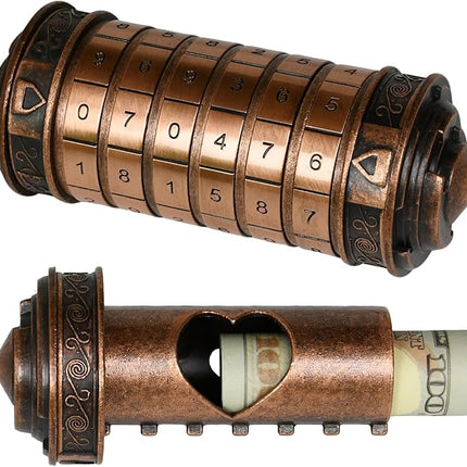 Da Vinci Code Numeric Cryptex Money Puzzle Box for Cash Gift, Jewelry Box with Hidden Compartment, Unique Puzzle Gift for Adults Brain Teaser Valentine’s Day Wedding & Anniversary Present