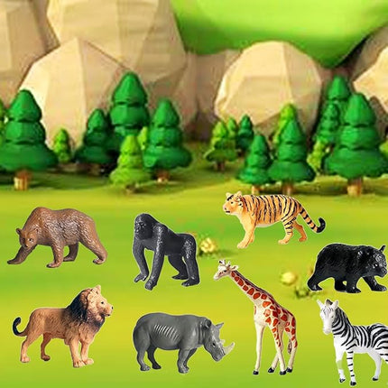 12 Pcs Figures Toys Realistic Mini Safari Zoo Animal Figurines, Plastic Learning Educational Playset Animal Themed Party Supplies Cake Topper Ornaments for Easter Egg Birthday Christmas