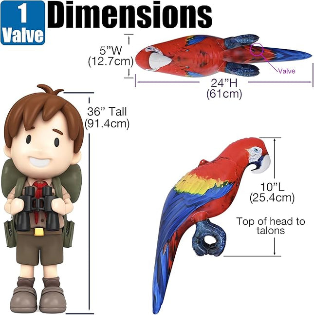 Jet Creations 24" Inflatable Scarlet Macaw Parrot Red, Yellow, Blue Animal Figure for Decor, Play, Livestock Party, Birthday,Kids Gift, Christmas, Winter