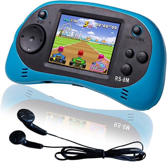 EASEGMER 16 Bit Kids Handheld Games Built-in 220 HD Video Games, 2.5 Inch Portable Game Player with Headphones - Best Travel Electronic Toys for Kids Age 3-10 Years Old Children (Blue)